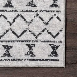Black and Ivory Moroccan Washable Runner