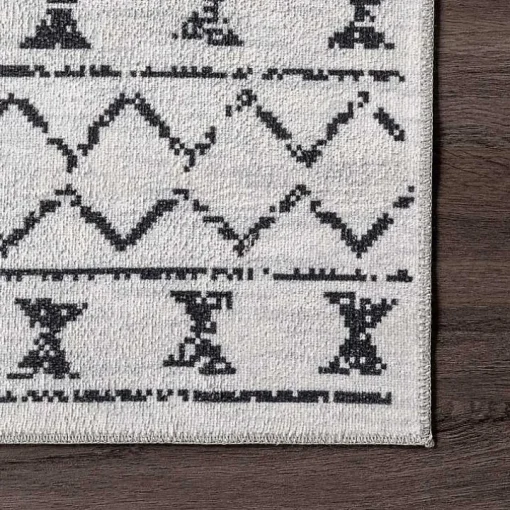 Black and Ivory Moroccan Washable Runner