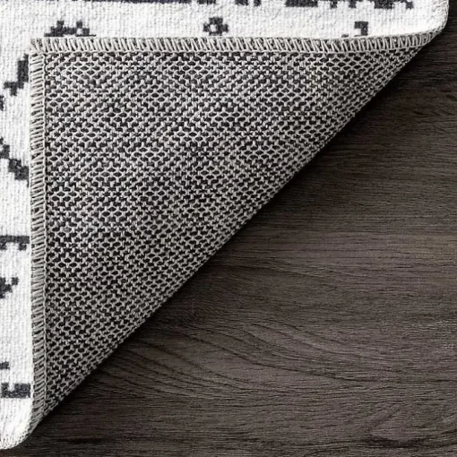 Black and Ivory Moroccan Washable Runner