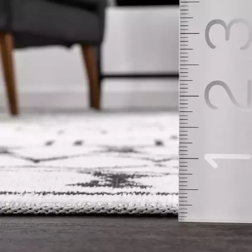 Black and Ivory Moroccan Washable Runner