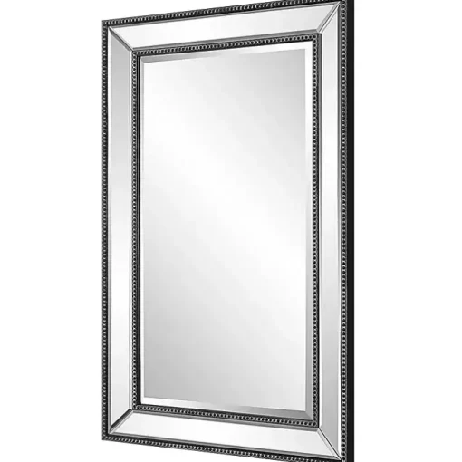 Black Beaded Double Frame Beveled Wall Mirror