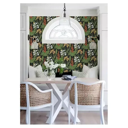 Black Botanical Villa Peel & Stick Wallpaper