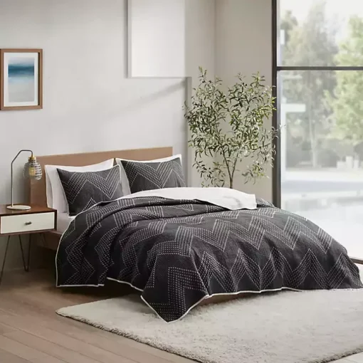 Black Chevron Full/Queen 3-pc. Coverlet Set