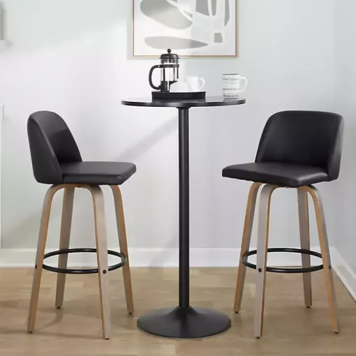 Black Faux Leather Torino Bar Stools, Set of 2