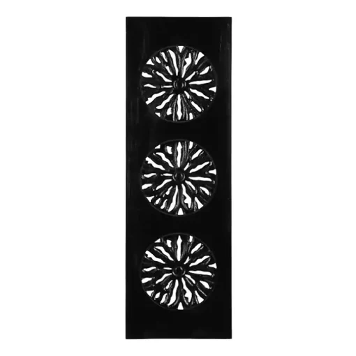 Black Handcarved Wood Floral Wall Plaque