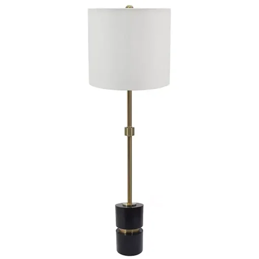 Black Marble and Gold Metal Buffet Lamp