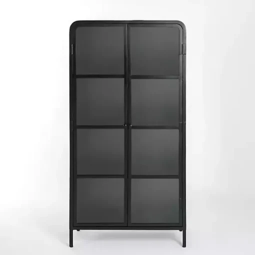 Black Metal & Glass 2-Door Bentley Cabinet