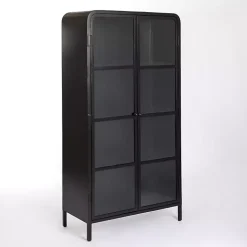 Black Metal & Glass 2-Door Bentley Cabinet