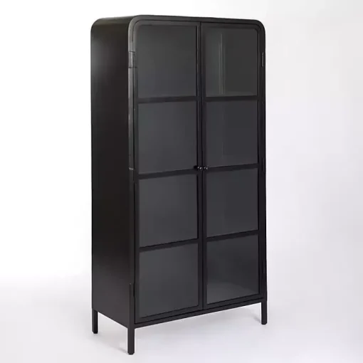 Black Metal & Glass 2-Door Bentley Cabinet