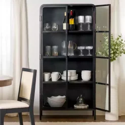 Black Metal & Glass 2-Door Bentley Cabinet