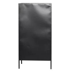 Black Metal and Brown Wood Standing Wine Rack