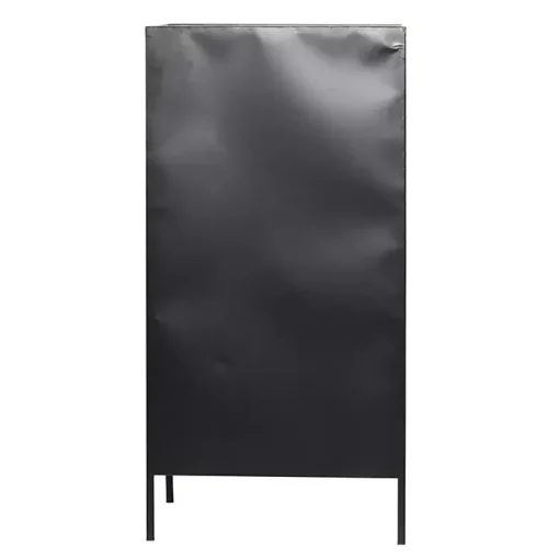 Black Metal and Brown Wood Standing Wine Rack