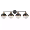 Black Metal and Glass 4-Globe Vanity Light