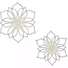Black Metal and Wood Floral Wall Plaques, Set of 2