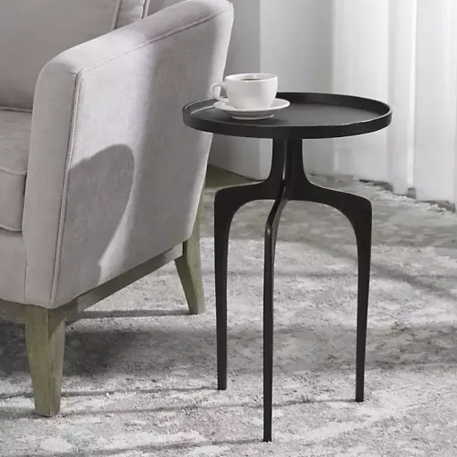 Black Metal Arched Legs Side Table