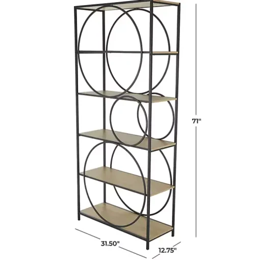 Black Metal Circles 5-Tier Bookcase