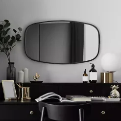 Black Metal Rectangular Wall Mirror, 18x31.5 in.