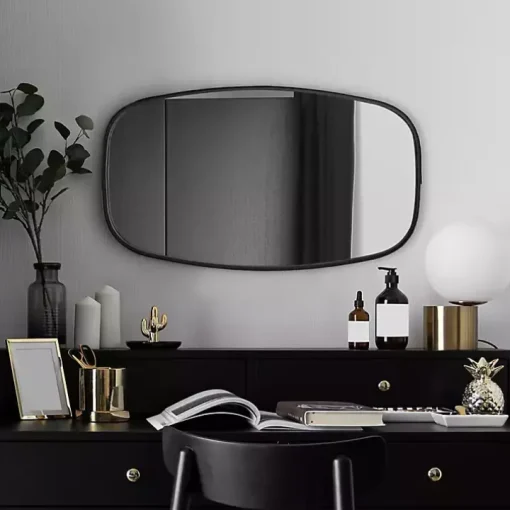 Black Metal Rectangular Wall Mirror, 18x31.5 in.