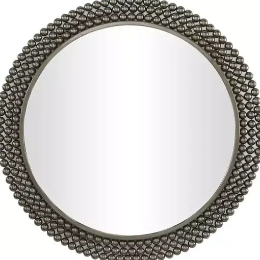 Black Metal Tiered Bead Frame Wall Mirror