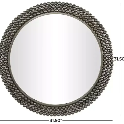 Black Metal Tiered Bead Frame Wall Mirror