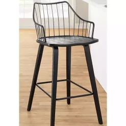 Black Poplar Wood Swivel Counter Stool