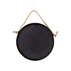 Black Round Framed Mirror with Rope