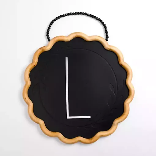 Black Scalloped Monogram L Wall Plaque