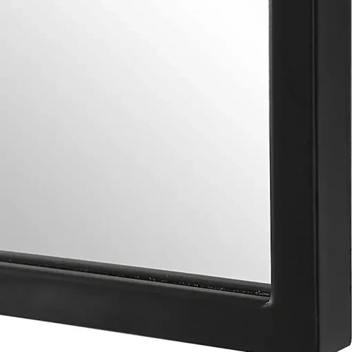 Black Simple Round Top Wall Mirror