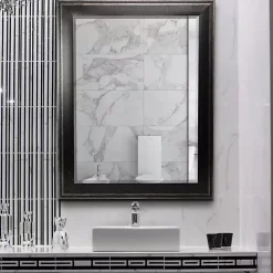 Black Two Step Beveled Frame Vanity Mirror