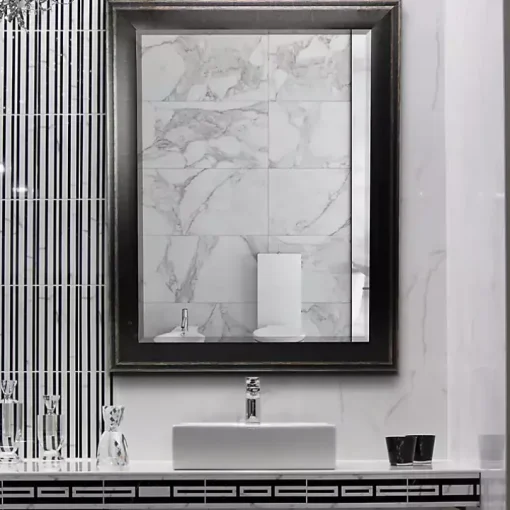 Black Two Step Beveled Frame Vanity Mirror