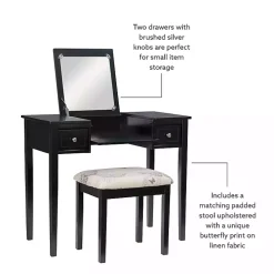 Black Virginia Butterfly 2-pc. Vanity Set
