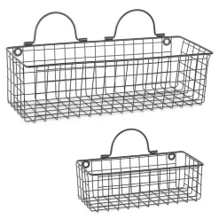 Black Wall Hanging Wire Baskets, Set of 2