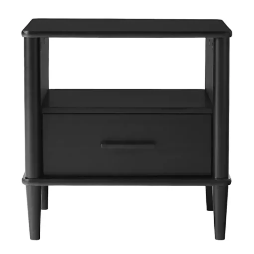 Black Wood Spindle Leg Nightstand
