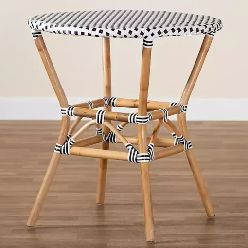 Black Woven Rattan French Bistro Dining Table