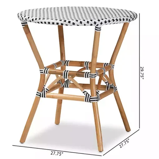 Black Woven Rattan French Bistro Dining Table
