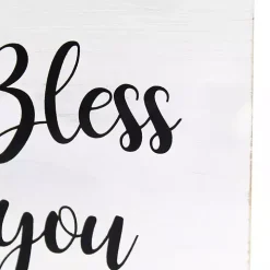 Bless You White Wood Tissue Box Cover