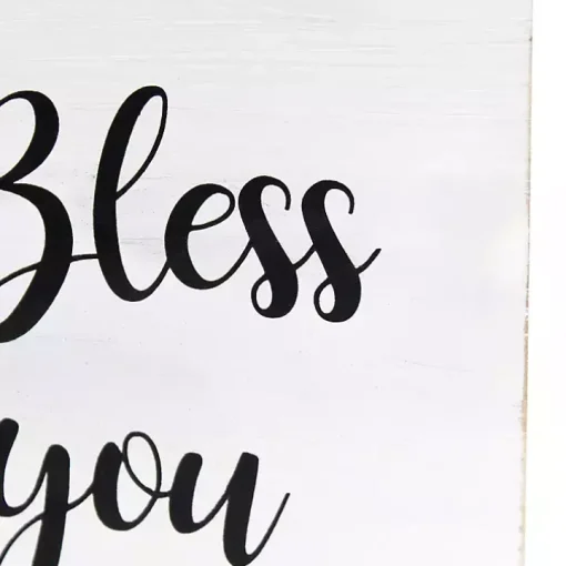 Bless You White Wood Tissue Box Cover