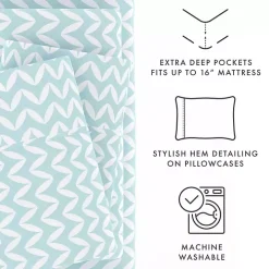 Blue and White Chevron 3-pc. Twin Sheet Set