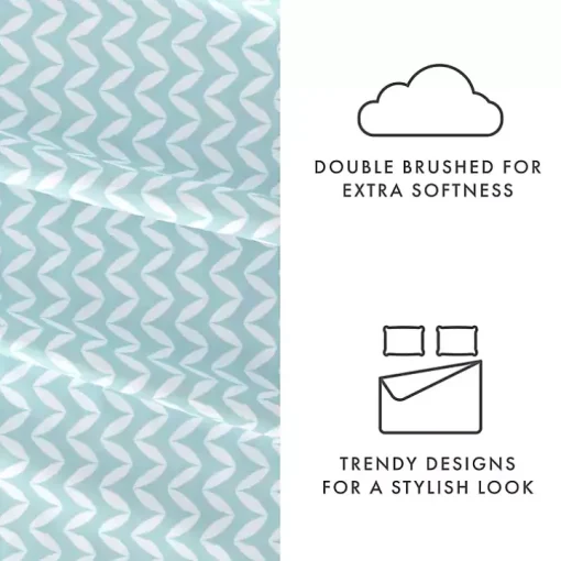 Blue and White Chevron 3-pc. Twin Sheet Set