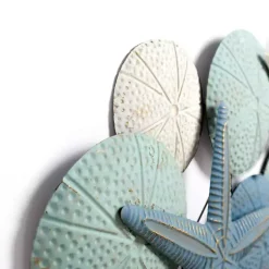 Blue and White Seashells Metal Wall Plaque
