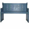 Blue Carved Wood Pew Bench