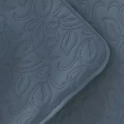 Blue Floral Stitch 3-pc. King Quilt Set