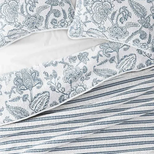 Blue Jacobean Reversible 2-pc. Twin Quilt Set
