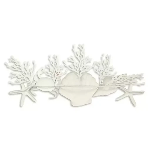 Blue Metal Coral and Shell Wall Plaque