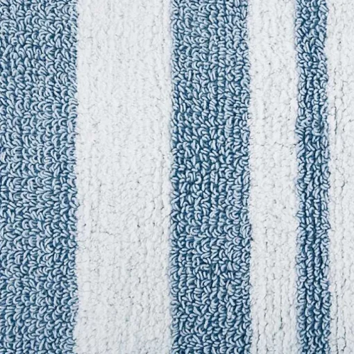 Blue Reversible Stripe Trim Bath Mat, 45 in.