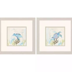 Blue Sea Turtle Frames Art Prints, Set of 2