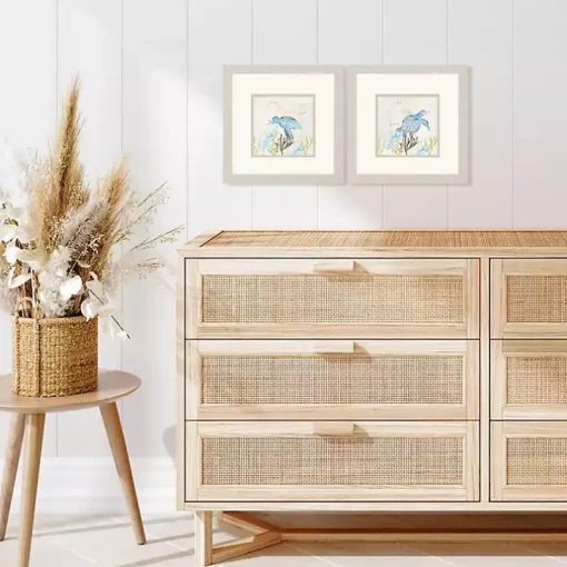 Blue Sea Turtle Frames Art Prints, Set of 2