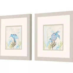 Blue Sea Turtle Frames Art Prints, Set of 2