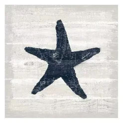Blue Starfish Driftwood Canvas Art Print