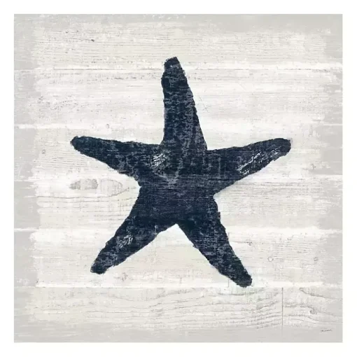 Blue Starfish Driftwood Canvas Art Print